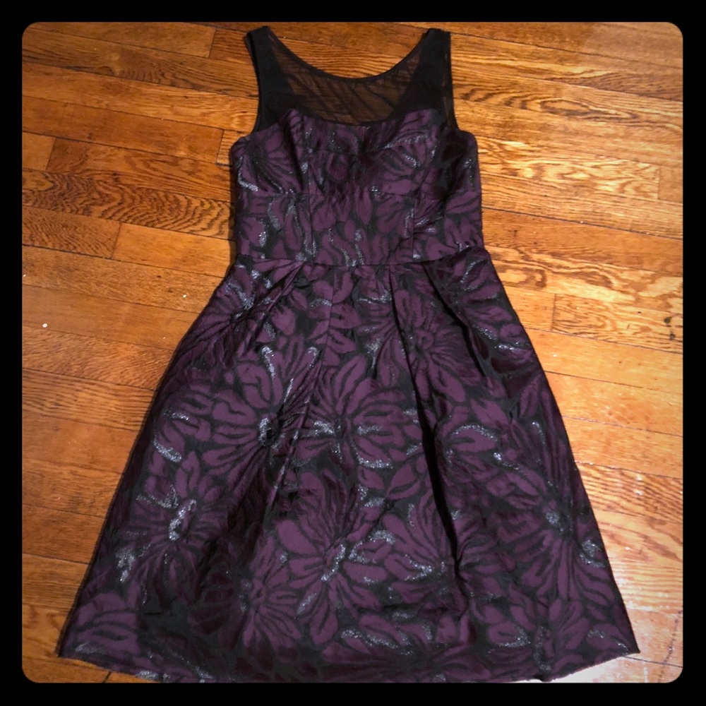 Vera Wang Purple & Black Cocktail Dress w/ Mesh